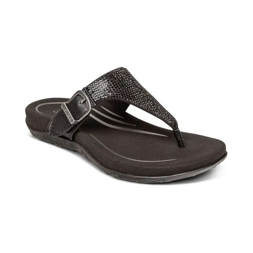 Aetrex Rae Thong Women's Sandal - Black