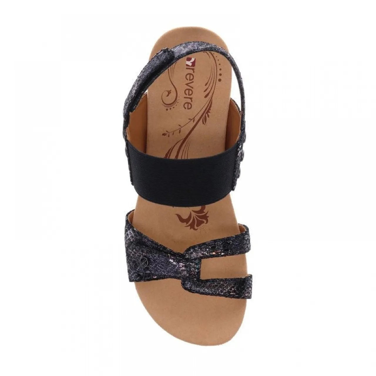 Revere Tahiti Peacock Women's Sandal - Black Metallic Python