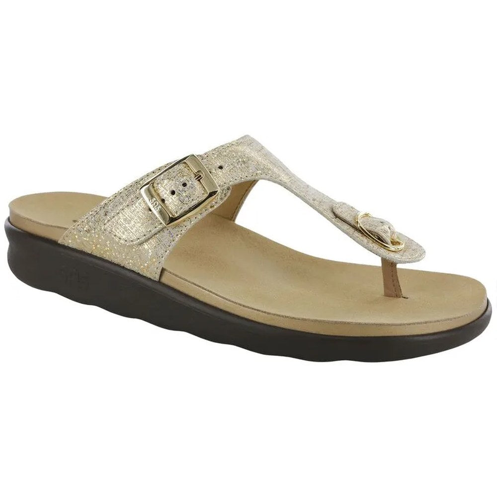SAS Sanibel T Strap Slid Women's Sandal - Shiny Gold