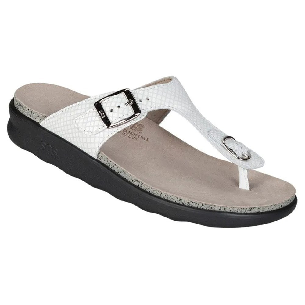 SAS Sanibel T Strap Slid Women's Sandal - White Snake